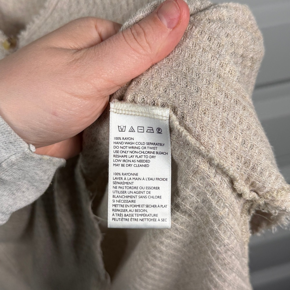 Out From Under Waffle Knit Button Front Thermal Top Oatmeal Beige Small - Picture 4 of 4